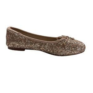 Sam Edelman Girls Rose Gold Pink Sparkle Loafer Bow Flats Slip on Size 2M
